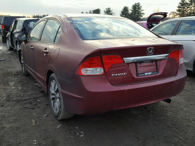 1HGFA16819L028851 - 2009 HONDA CIVIC EX BURGUNDY photo 3