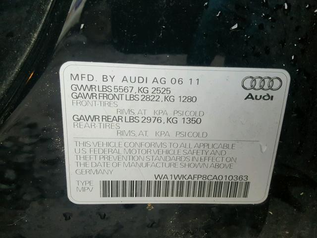 WA1WKAFP8CA010363 - 2012 AUDI Q5 PRESTIG BLACK photo 10