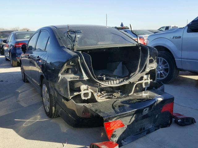 2HGFA16578H357412 - 2008 HONDA CIVIC LX BLACK photo 3