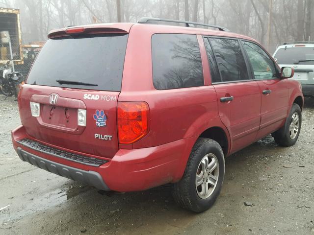 2HKYF18553H575113 - 2003 HONDA PILOT EXL RED photo 4