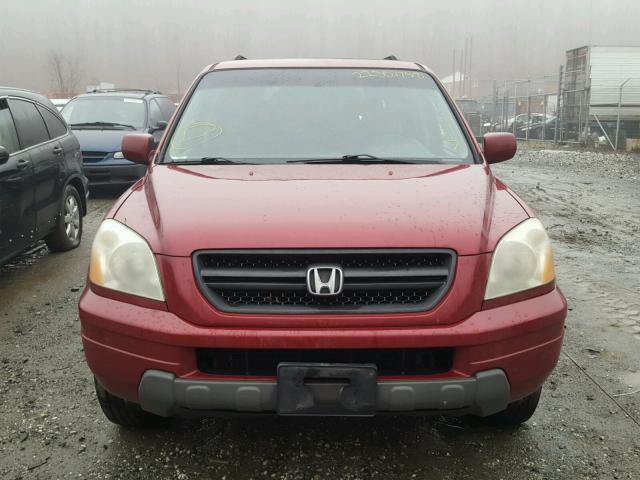 2HKYF18553H575113 - 2003 HONDA PILOT EXL RED photo 9