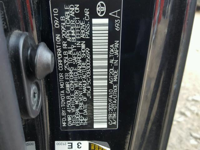 JTKJF5C70B3005699 - 2011 TOYOTA SCION TC 黑色 照片 10