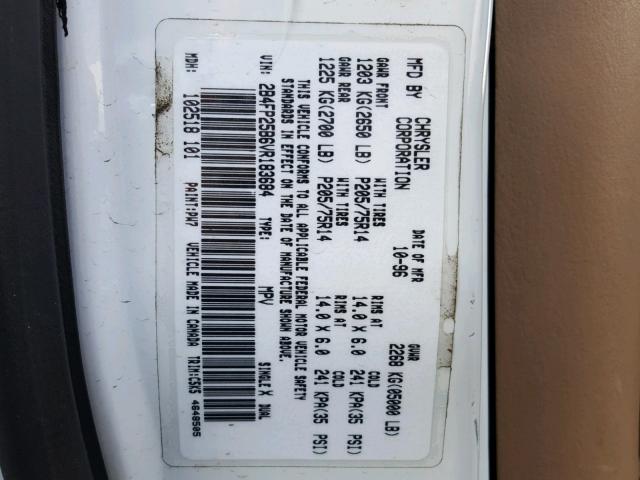 2B4FP25B6VR183684 - 1997 DODGE CARAVAN WHITE photo 10