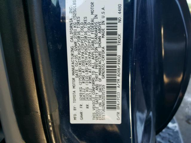 5TETU62N85Z035759 - 2005 TOYOTA TACOMA PRE BLUE photo 10