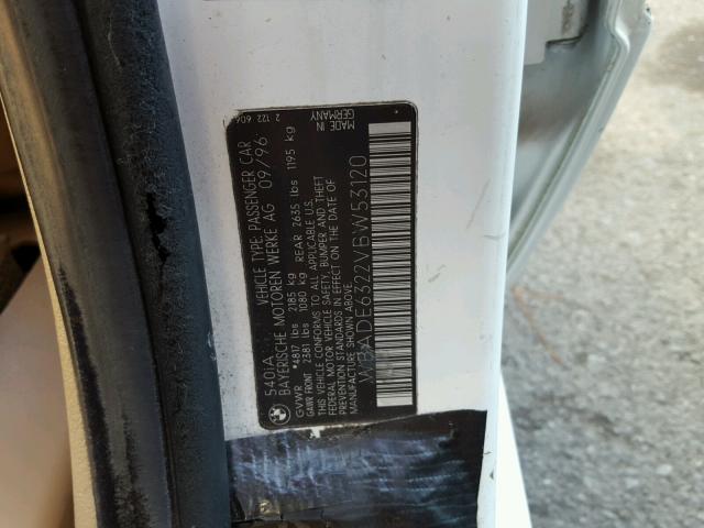 WBADE6322VBW53120 - 1997 BMW 540 I AUTO WHITE photo 10