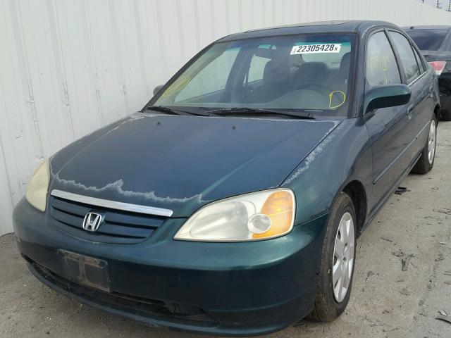 2HGES26732H510794 - 2002 HONDA CIVIC EX GREEN photo 2