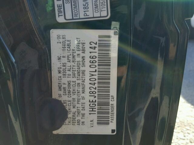 1HGEJ8240YL066142 - 2000 HONDA CIVIC EX 绿色 照片 10