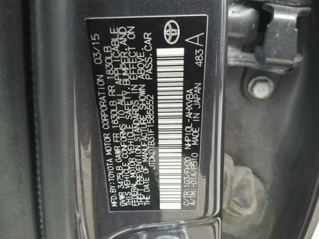 JTDKDTB31F1585552 - 2015 TOYOTA PRIUS C GRAY photo 10