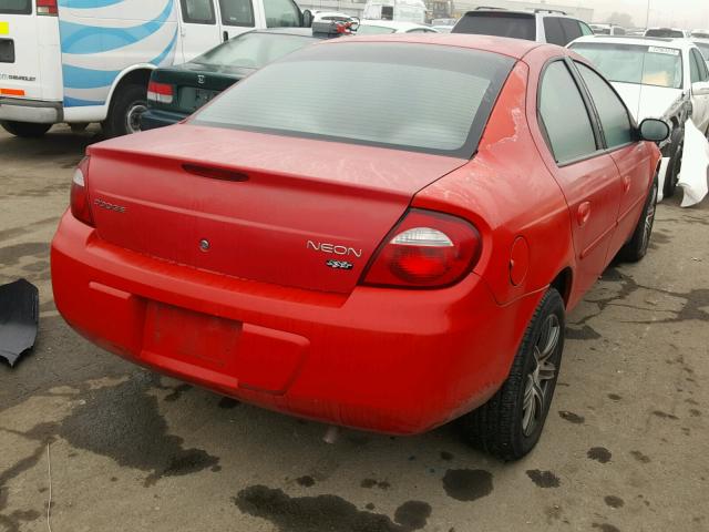 1B3ES56C85D169134 - 2005 DODGE NEON SXT RED photo 4