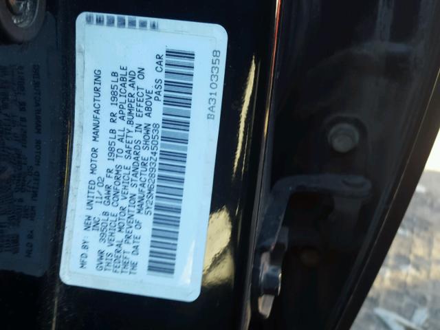 5Y2SM62893Z450538 - 2003 PONTIAC VIBE BLACK photo 10