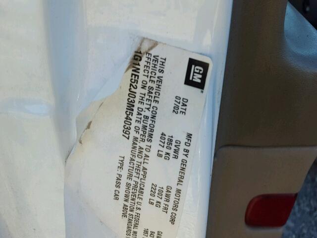 1G1NE52J03M540397 - 2003 CHEVROLET MALIBU LS თეთრი ფოტო 10