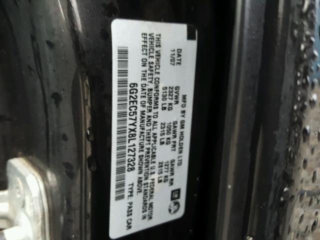 6G2EC57YX8L127328 - 2008 PONTIAC G8 GT BLACK photo 10