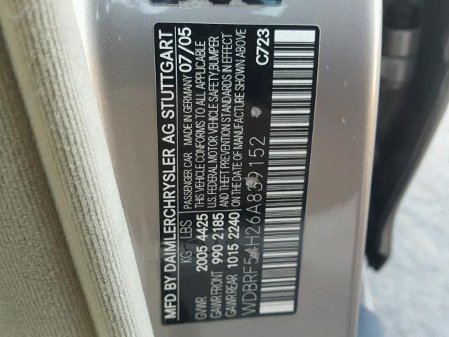 WDBRF54H26A839152 - 2006 MERCEDES-BENZ C GENERATI SILVER photo 10