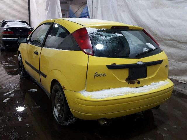 3FAFP313X1R248201 - 2001 FORD FOCUS ZX3 YELLOW photo 3