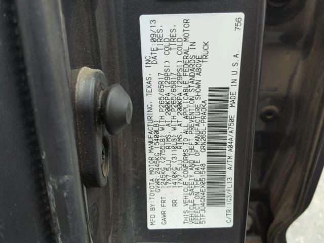 5TFJU4GN4EX051548 - 2014 TOYOTA TACOMA DOU GRAY photo 10