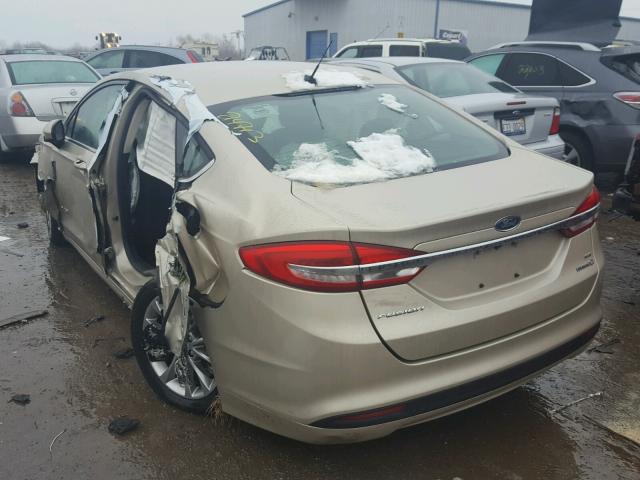 3FA6P0LU3HR318815 - 2017 FORD FUSION SE GOLD photo 3