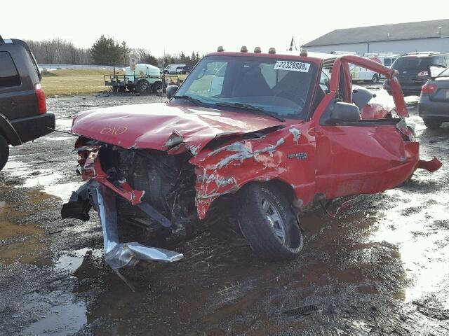 1FTYR10D22PB03643 - 2002 FORD RANGER RED photo 2