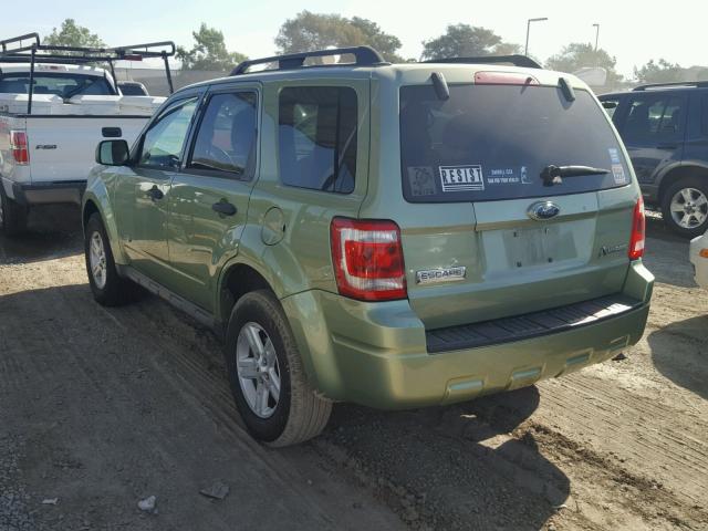 1FMCU49319KB11644 - 2009 FORD ESCAPE HYB GREEN photo 3