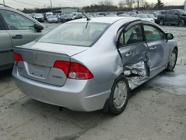 JHMFA36247S002672 - 2007 HONDA CIVIC HYBR SILVER photo 4