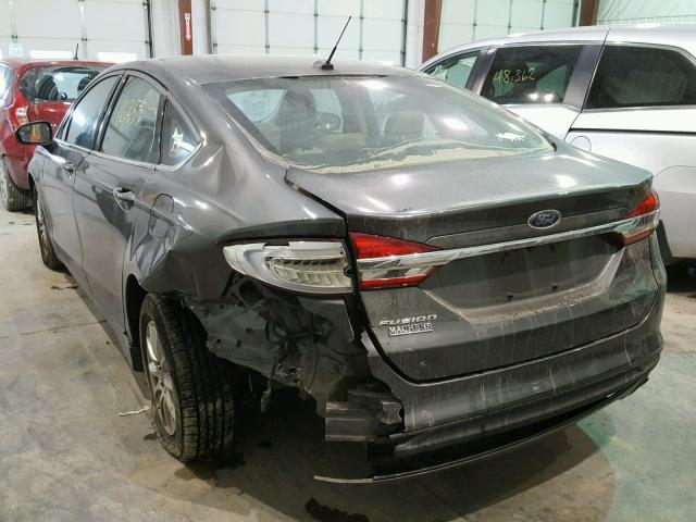 3FA6P0G7XHR163295 - 2017 FORD FUSION S GRAY photo 3