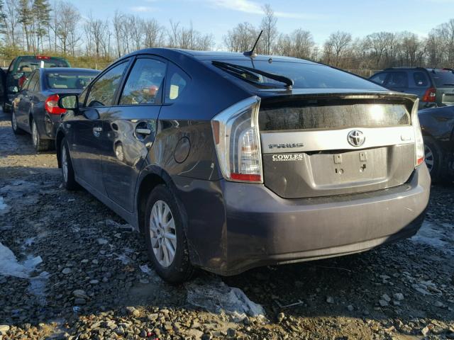 JTDKN3DP8D3034887 - 2013 TOYOTA PRIUS PLUG GRAY photo 3