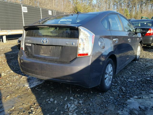 JTDKN3DP8D3034887 - 2013 TOYOTA PRIUS PLUG GRAY photo 4