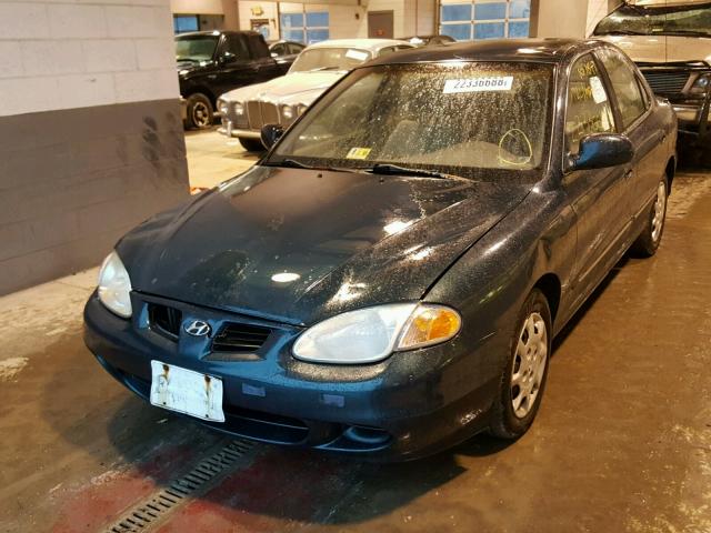 KMHJF35F0YU959254 - 2000 HYUNDAI ELANTRA GL GREEN photo 2