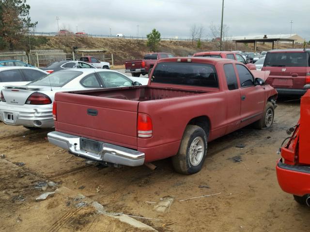 1B7GL22X1XS214991 - 1999 DODGE DAKOTA RED photo 4