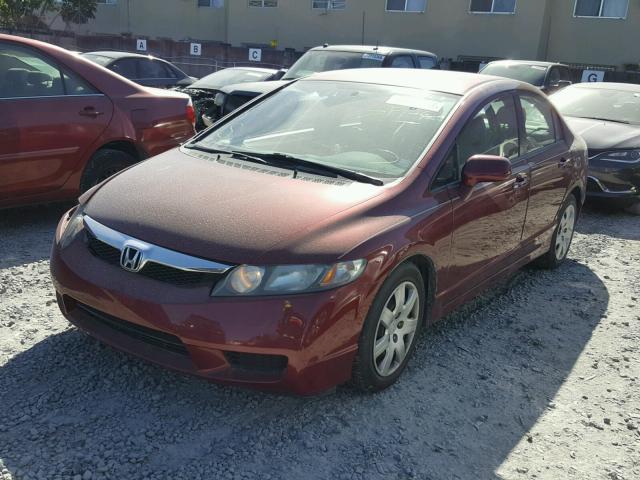 19XFA16559E030261 - 2009 HONDA CIVIC LX RED photo 2