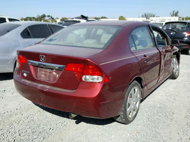 19XFA16559E030261 - 2009 HONDA CIVIC LX RED photo 4