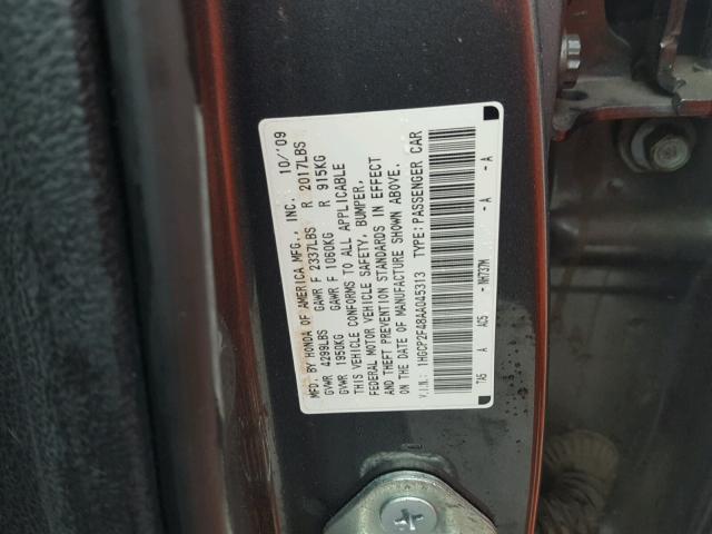 1HGCP2F48AA045313 - 2010 HONDA ACCORD LXP GRAY photo 10