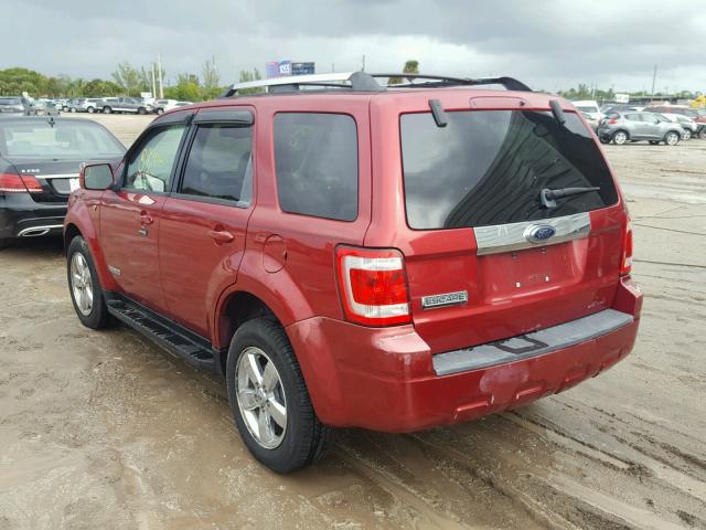 1FMCU04188KD23034 - 2008 FORD ESCAPE LIM RED photo 3