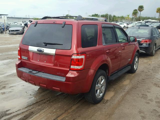 1FMCU04188KD23034 - 2008 FORD ESCAPE LIM RED photo 4