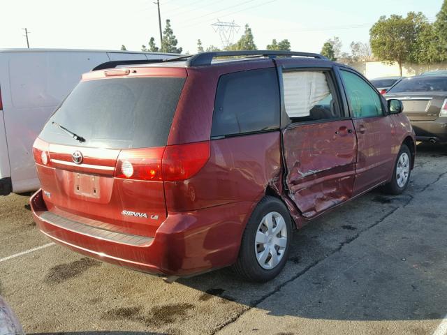 5TDZA23C26S558394 - 2006 TOYOTA SIENNA CE BURGUNDY photo 4