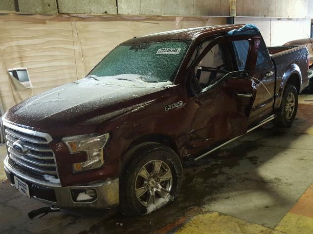 1FTEW1EP3FFB22096 - 2015 FORD F150 SUPER RED photo 2