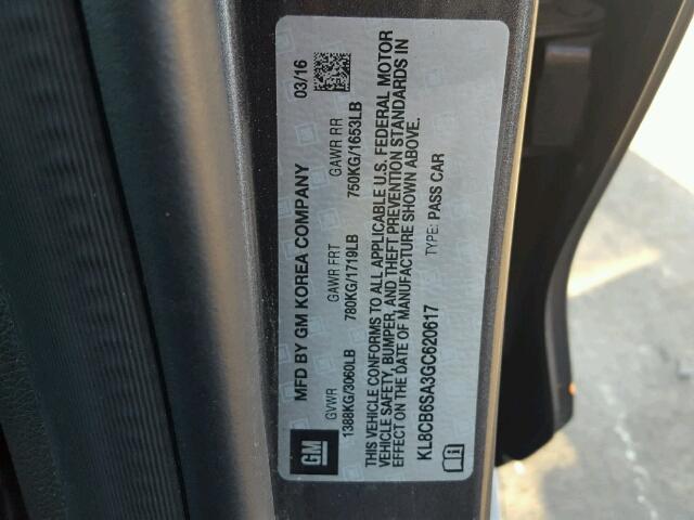 KL8CB6SA3GC620617 - 2016 CHEVROLET SPARK LS GRAY photo 10