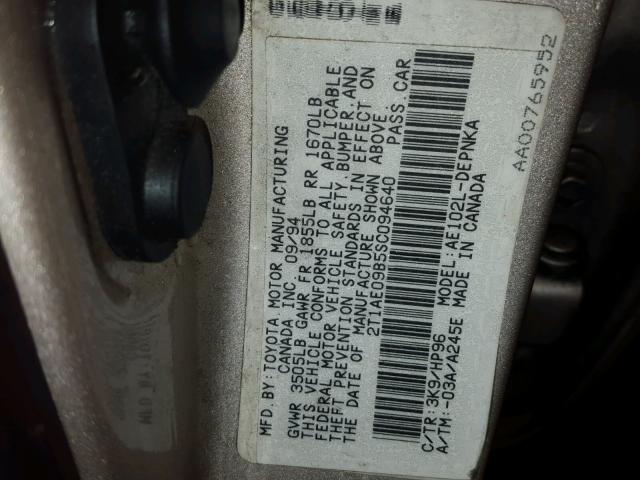 2T1AE09B5SC094640 - 1995 TOYOTA COROLLA LE 金色 照片 10