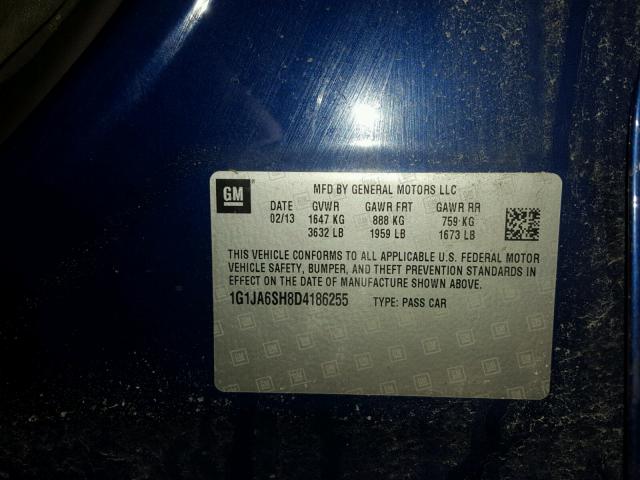 1G1JA6SH8D4186255 - 2013 CHEVROLET SONIC LS BLUE photo 10