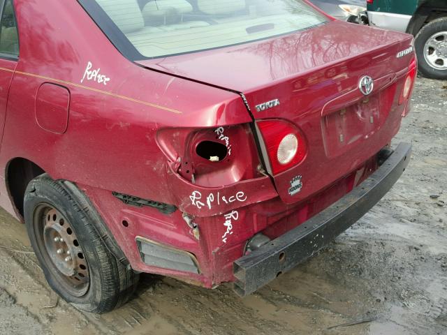 JTDBR32E570116930 - 2007 TOYOTA COROLLA CE RED photo 9