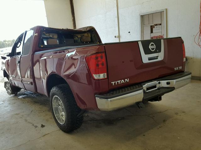 1N6AA06C08N333734 - 2008 NISSAN TITAN XE BURGUNDY photo 3