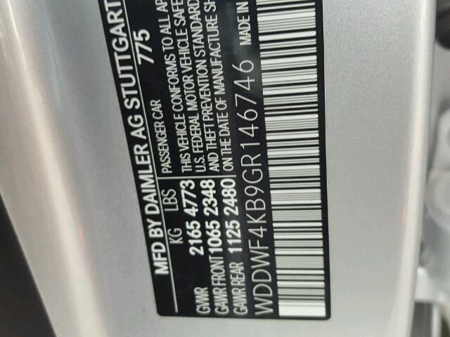 WDDWF4KB9GR146746 - 2016 MERCEDES-BENZ C 300 4MAT SILVER photo 10