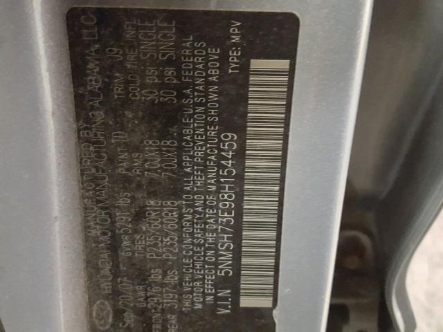 5NMSH73E98H154459 - 2008 HYUNDAI SANTA FE S BLUE photo 10