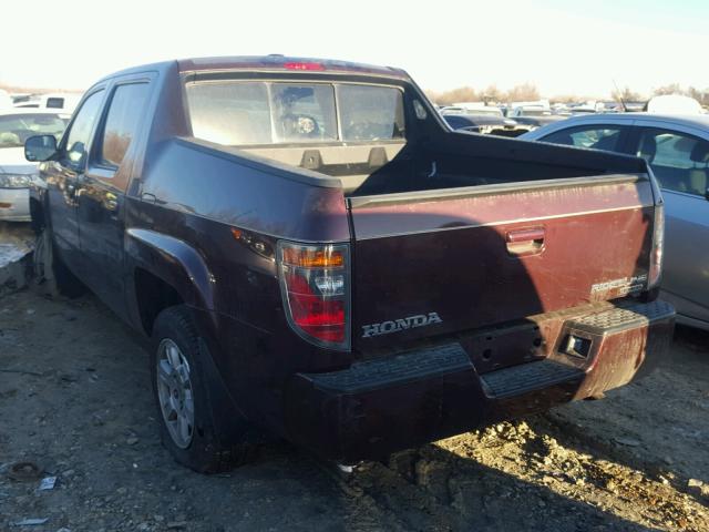 2HJYK16518H506946 - 2008 HONDA RIDGELINE MAROON photo 3