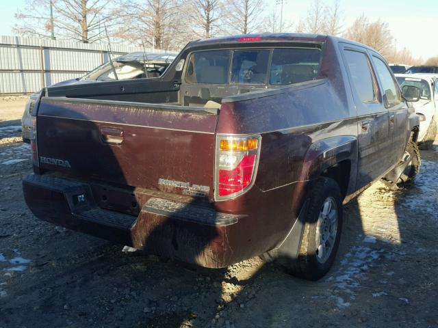 2HJYK16518H506946 - 2008 HONDA RIDGELINE MAROON photo 4