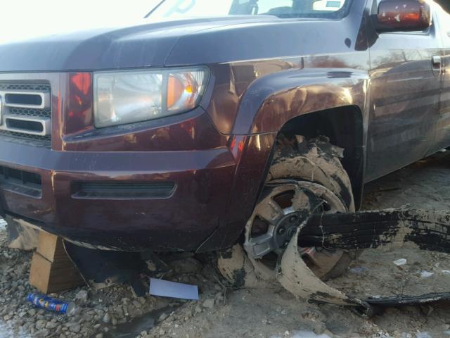 2HJYK16518H506946 - 2008 HONDA RIDGELINE MAROON photo 9