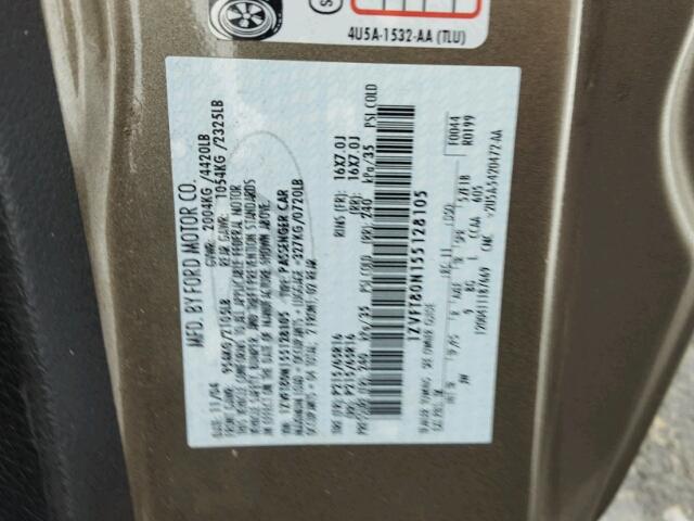 1ZVFT80N155128105 - 2005 FORD MUSTANG GRAY photo 10