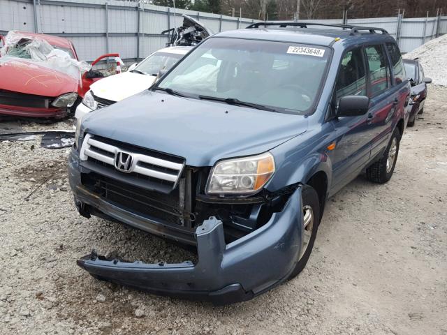 5FNYF18177B025462 - 2007 HONDA PILOT LX BLUE photo 2