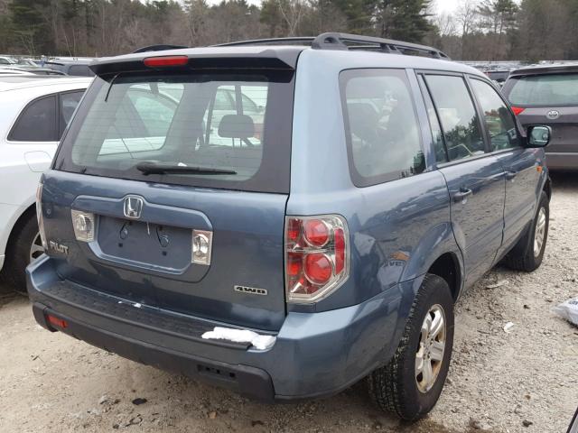 5FNYF18177B025462 - 2007 HONDA PILOT LX BLUE photo 4