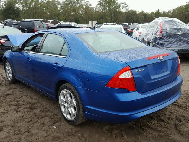 3FAHP0HA3BR199548 - 2011 FORD FUSION SE BLUE photo 3