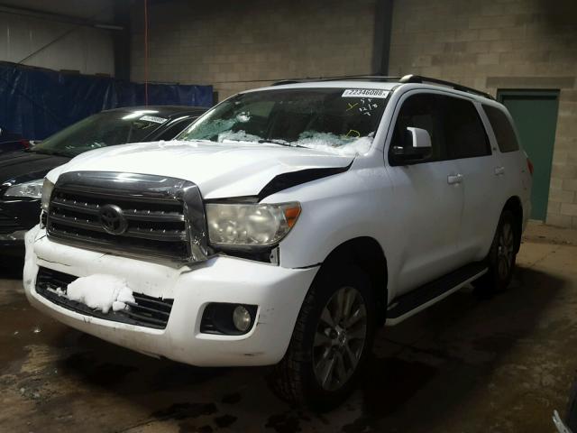 5TDBY64A08S014593 - 2008 TOYOTA SEQUOIA SR WHITE photo 2